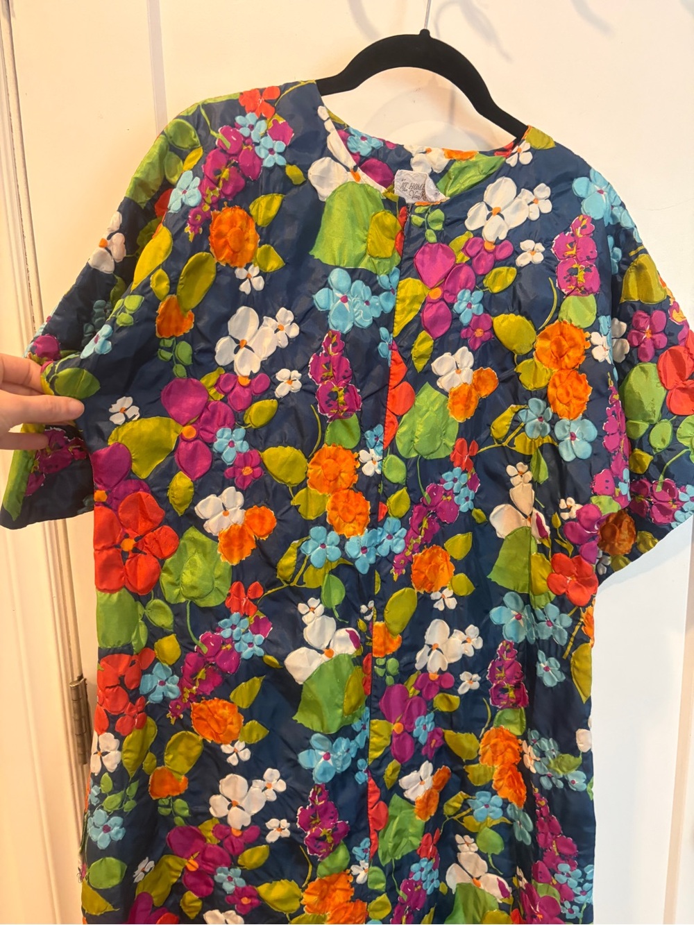 Vintage Floral Maxi Dress - Black with Bright Multicolor Blooms - Picture 7 of 16